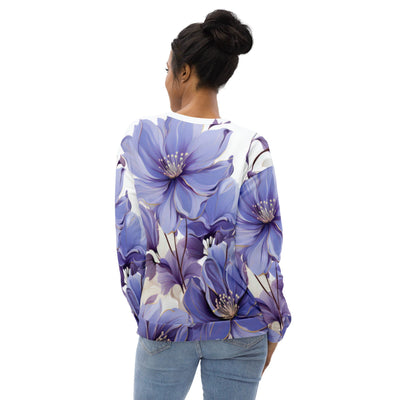 Graphic Sweatshirt For Women Purple Botanical Blooms 2