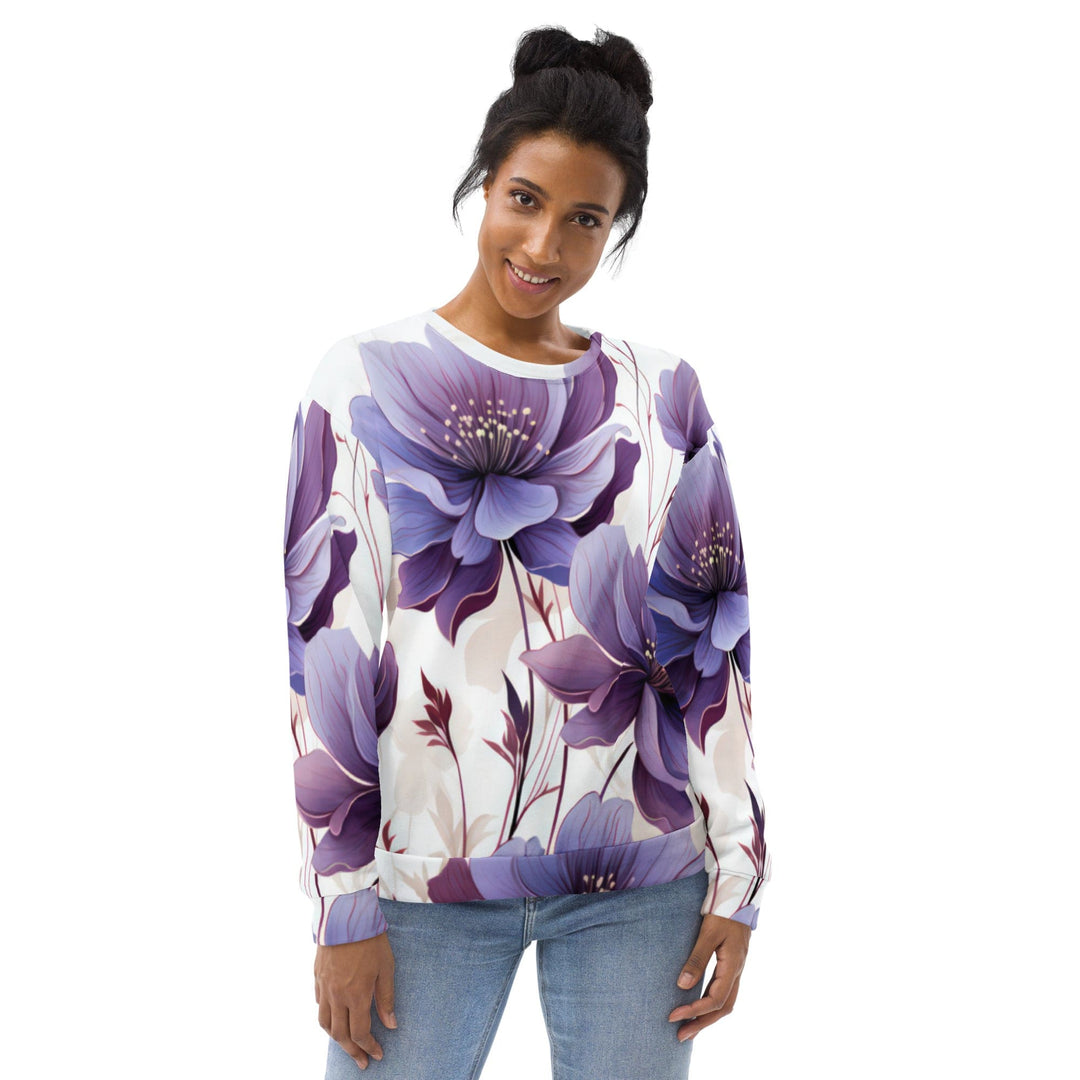 Graphic Sweatshirt for Women Purple Botanical Blooms 3 - Womens | Sweatshirts