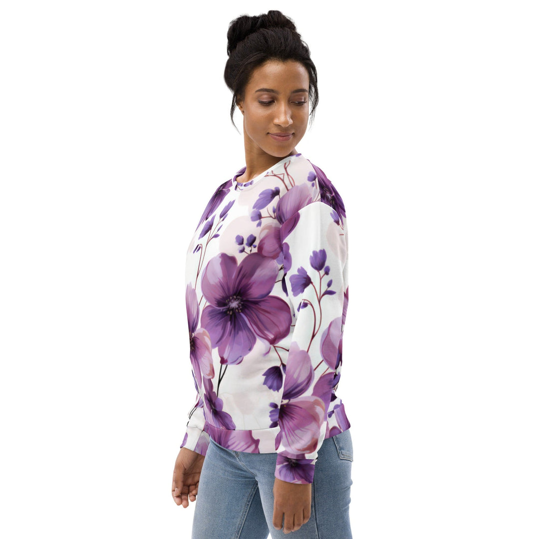 Graphic Sweatshirt for Women Purple Botanical Blooms 4 - Womens | Sweatshirts