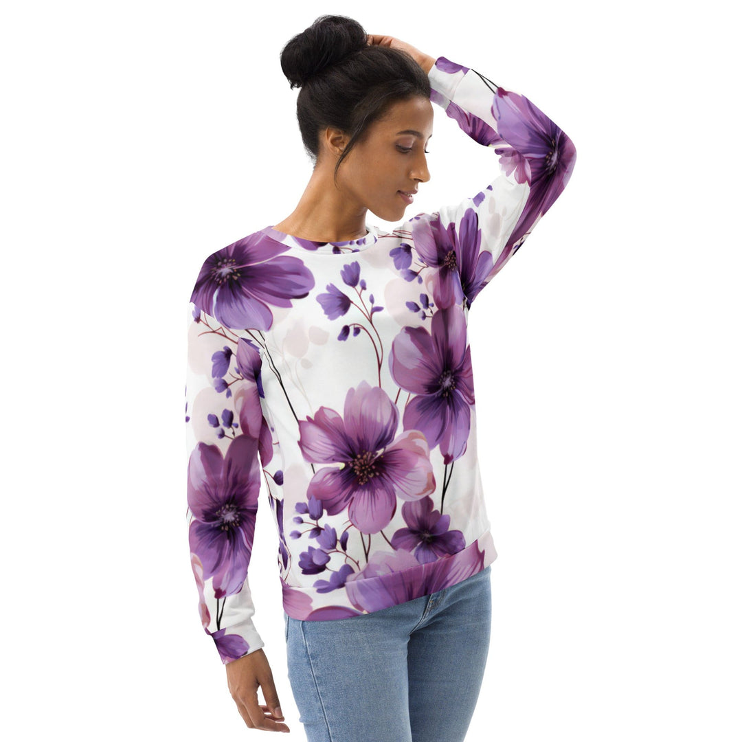 Graphic Sweatshirt for Women Purple Botanical Blooms 4 - Womens | Sweatshirts