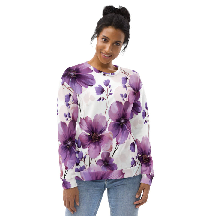 Graphic Sweatshirt for Women Purple Botanical Blooms 4 - Womens | Sweatshirts