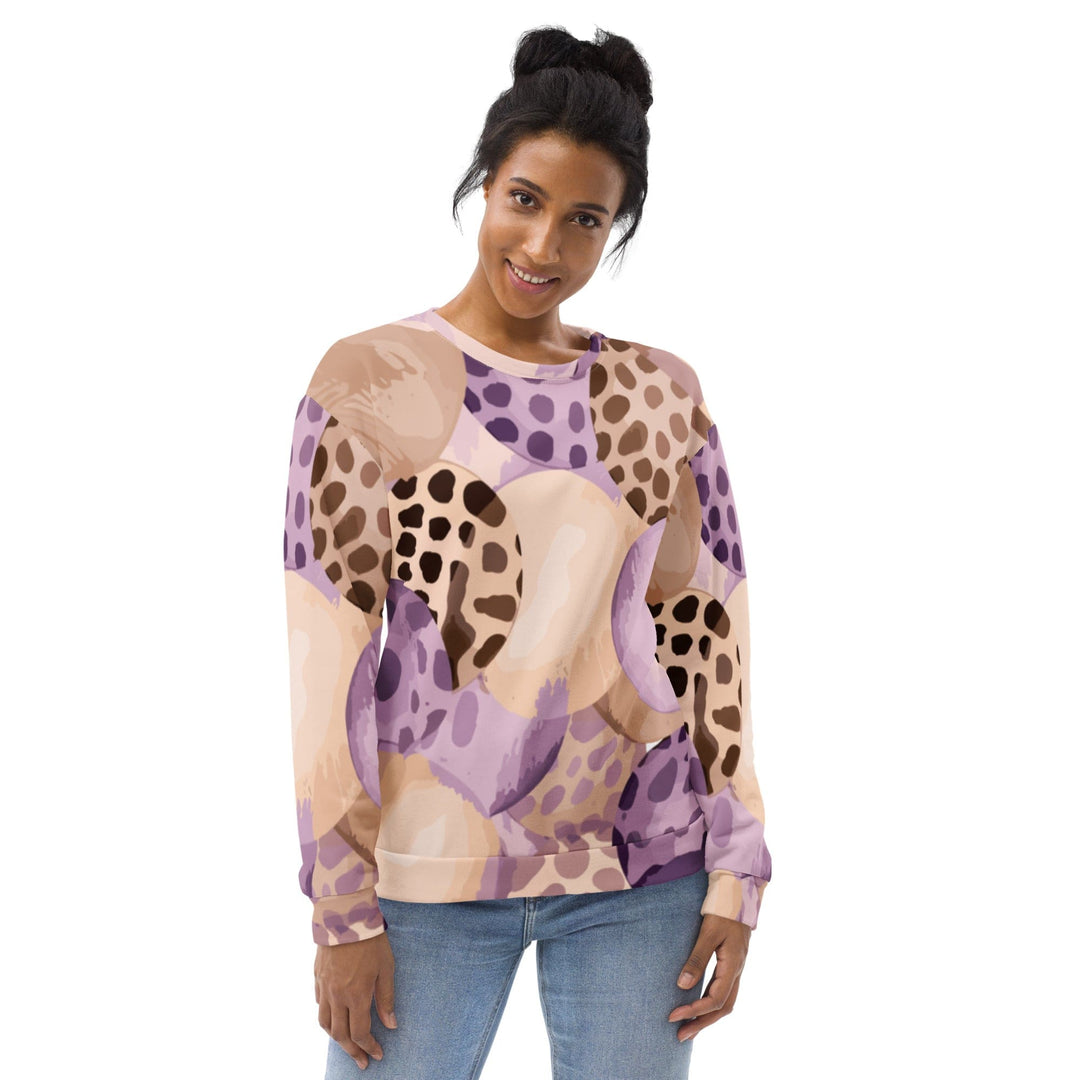 Graphic Sweatshirt for Women Purple Lavender Spotted Print - Womens