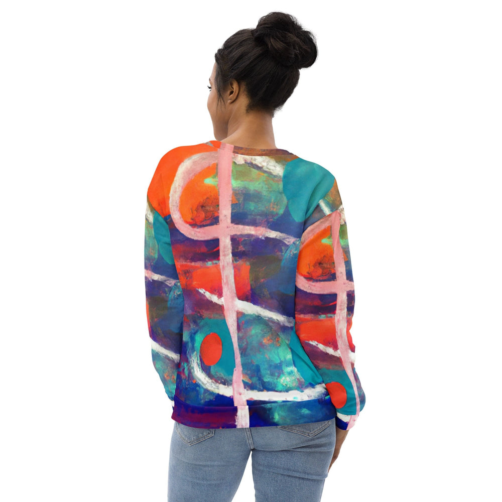 Graphic Sweatshirt for Women Red Blue Multicolor Abstract Print - Womens