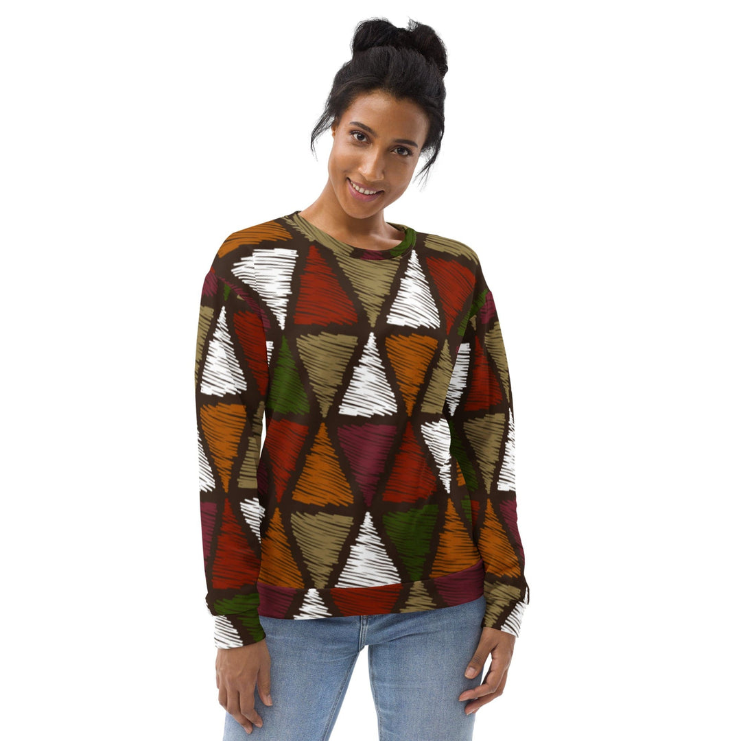 Graphic Sweatshirt for Women Red Green Geometric Lines - Womens | Sweatshirts