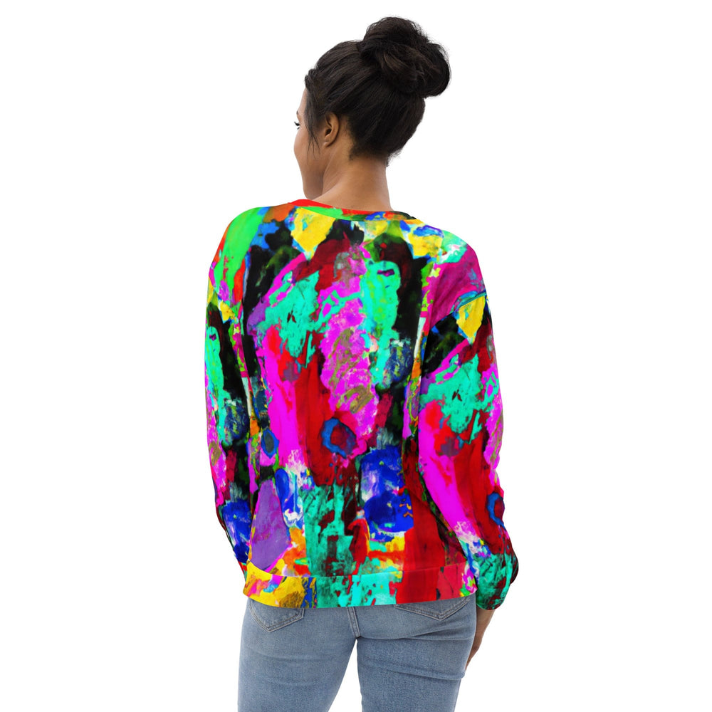 Graphic Sweatshirt for Women Red Multicolor Abstract Print - Womens