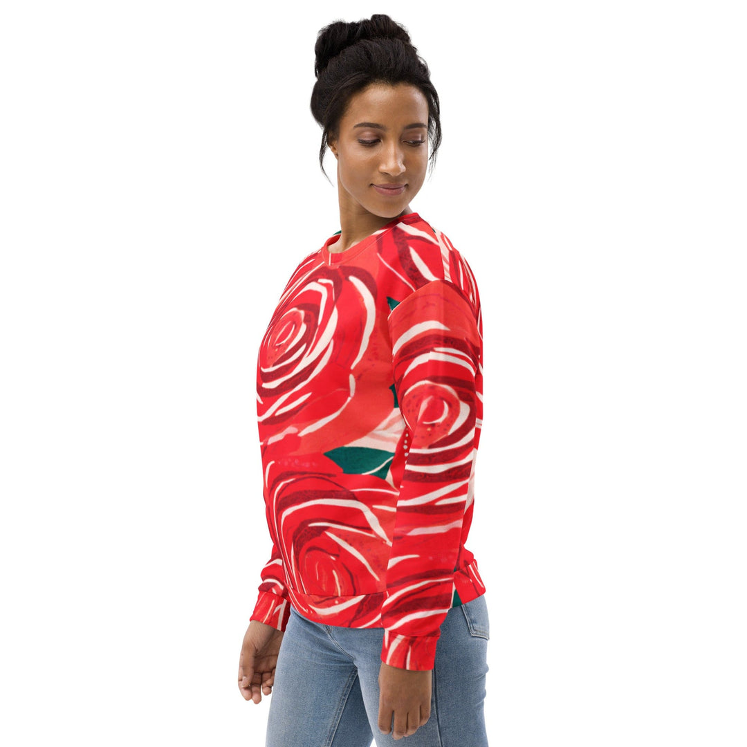 Graphic Sweatshirt for Women Rustic Red Roses - Womens | Sweatshirts | AOP