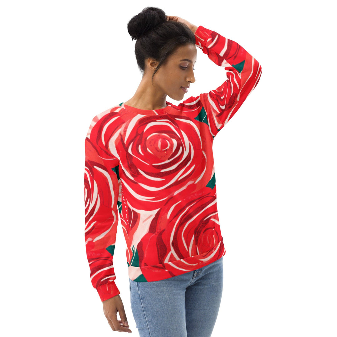 Graphic Sweatshirt for Women Rustic Red Roses - Womens | Sweatshirts | AOP