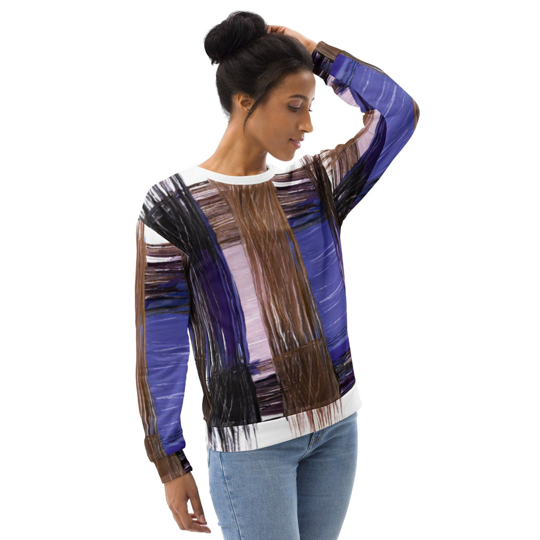 Graphic Sweatshirt for Women Rustic Brown Interweave Print - Womens