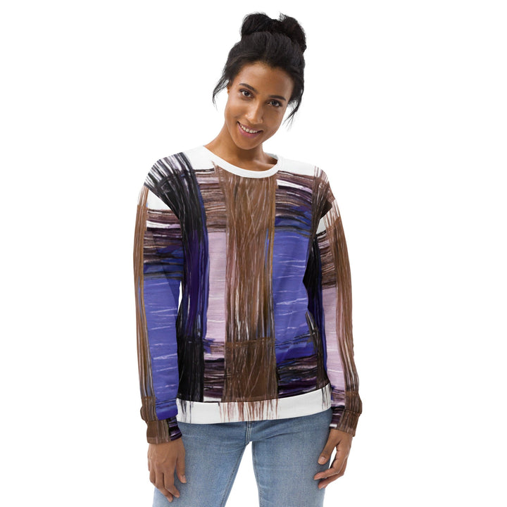 Graphic Sweatshirt for Women Rustic Brown Interweave Print - Womens