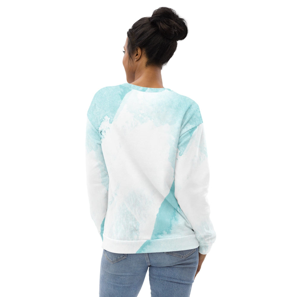 Graphic Sweatshirt for Women Subtle Abstract Ocean Blue and White
