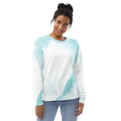 Graphic Sweatshirt For Women Subtle Abstract Ocean Blue And White - Womens