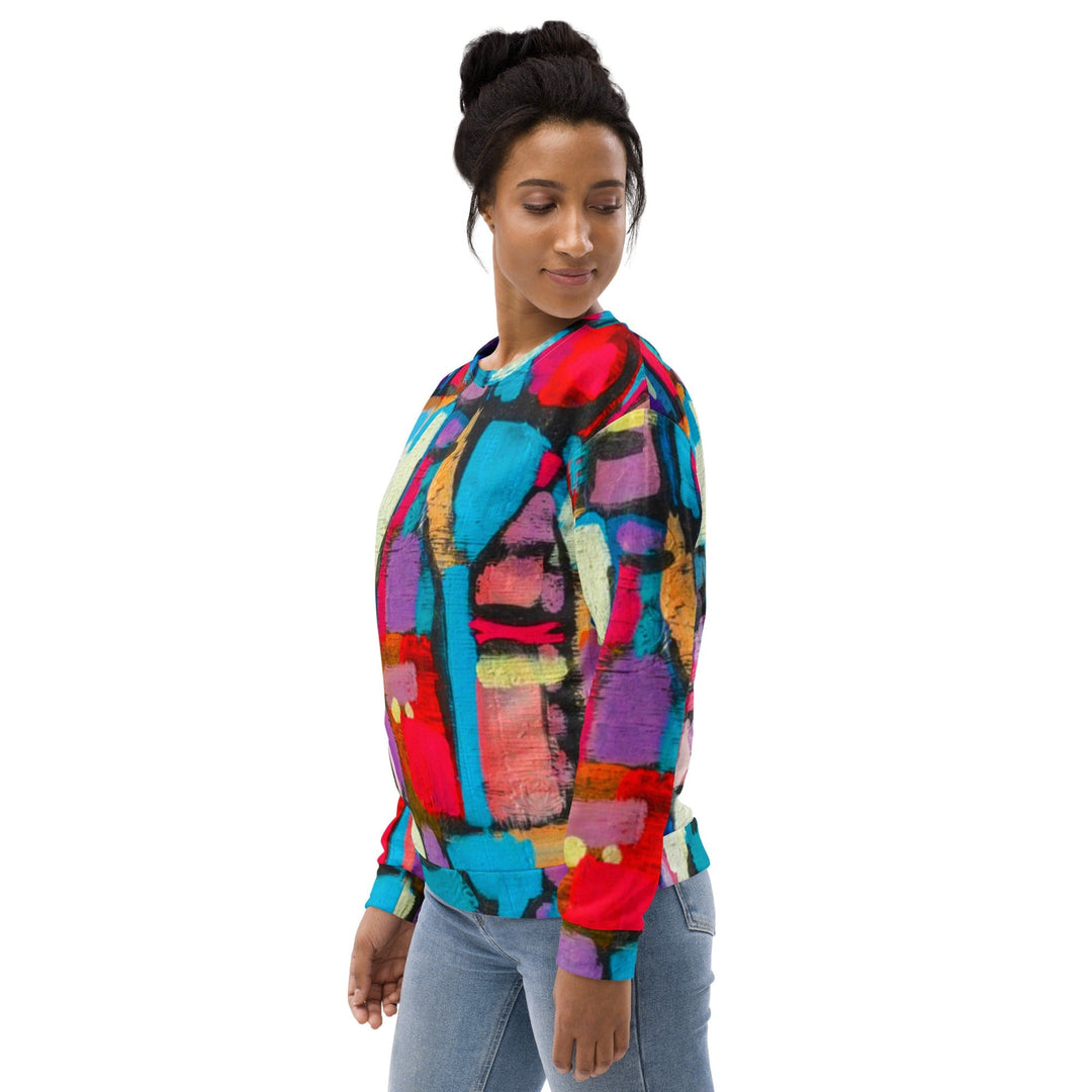 Graphic Sweatshirt for Women Sutileza Red Multicolor Abstract Print