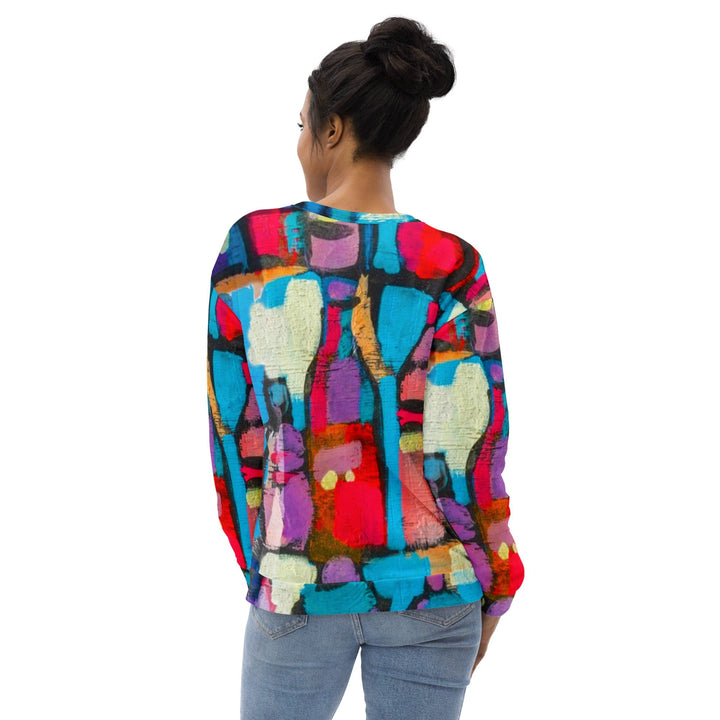 Graphic Sweatshirt for Women Sutileza Red Multicolor Abstract Print