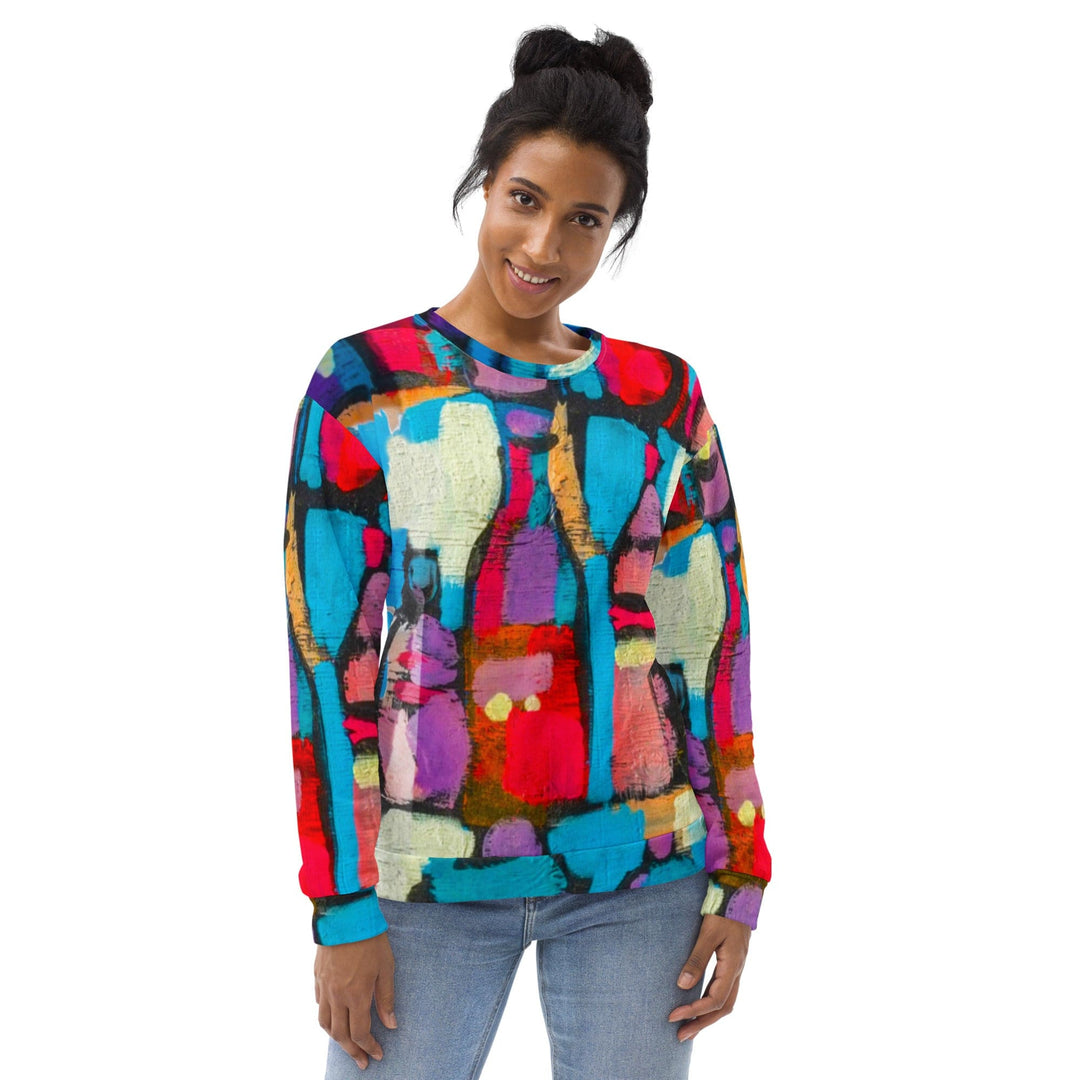 Graphic Sweatshirt for Women Sutileza Red Multicolor Abstract Print - Womens