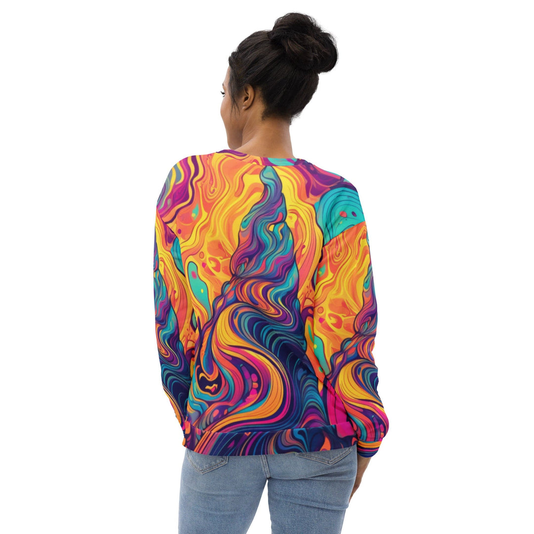 Graphic Sweatshirt for Women Vibrant Psychedelic Rave Pattern - 2 - Womens