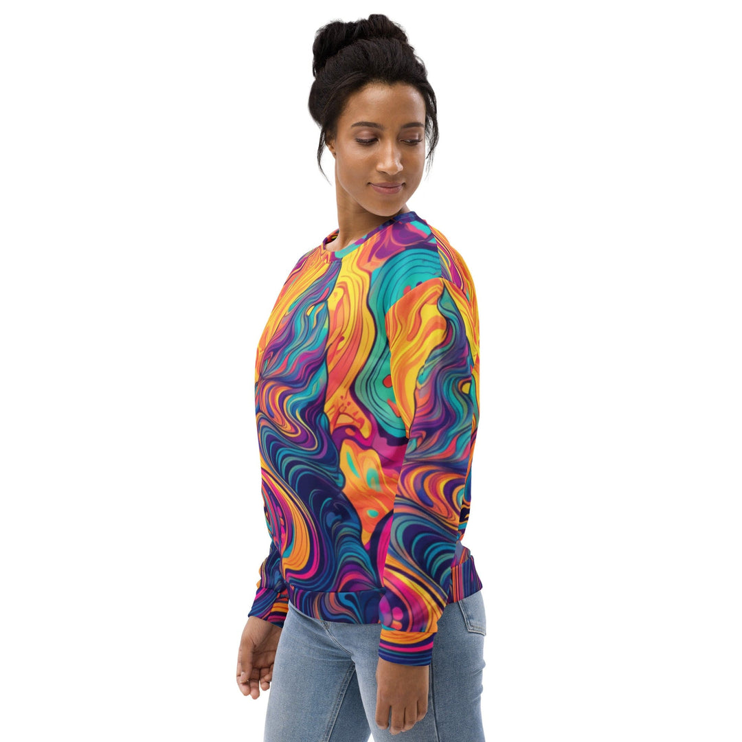 Graphic Sweatshirt for Women Vibrant Psychedelic Rave Pattern - 2 - Womens