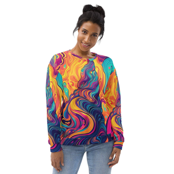 Graphic Sweatshirt for Women Vibrant Psychedelic Rave Pattern - 2 - Womens