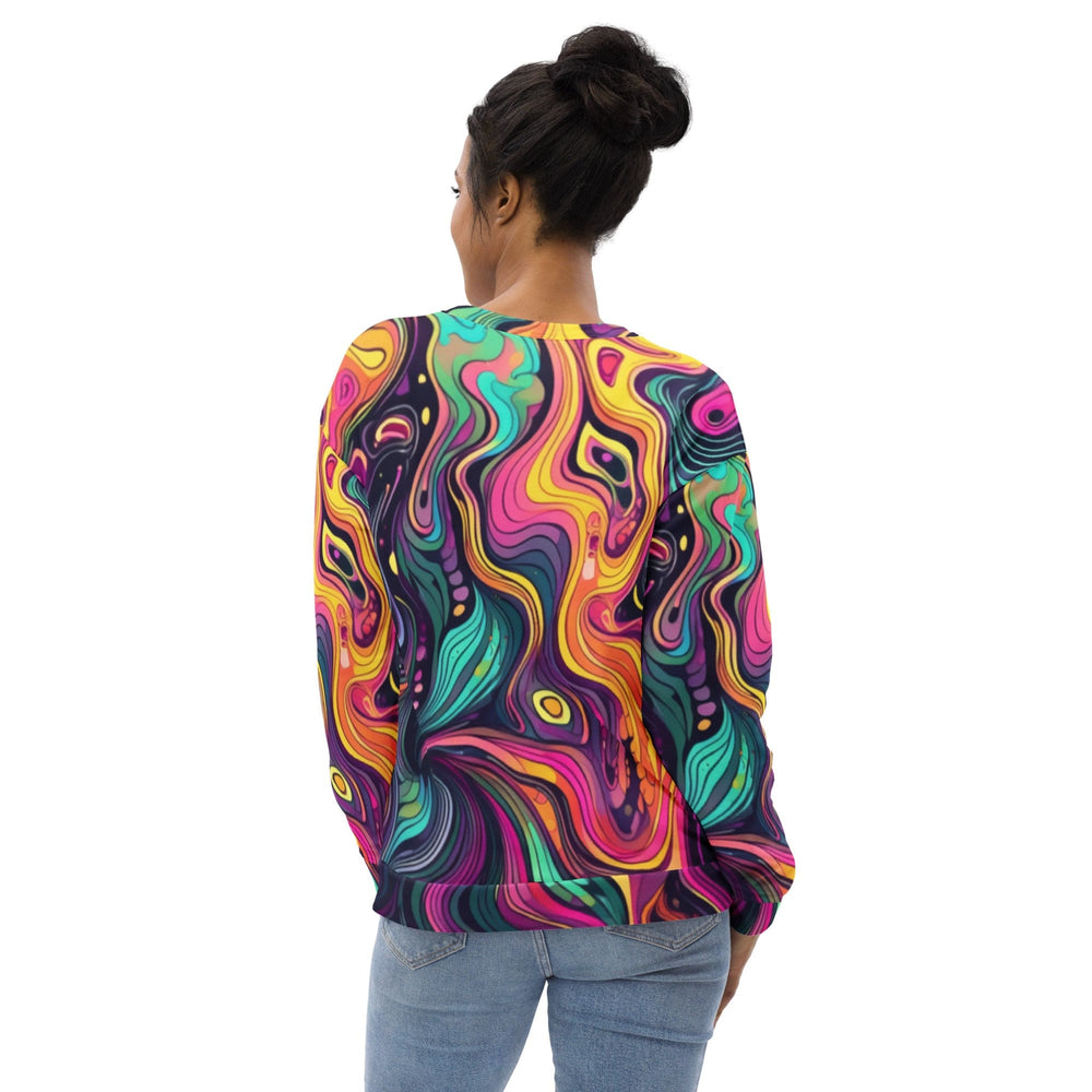 Graphic Sweatshirt for Women Vibrant Psychedelic Rave Pattern - 3 - Womens