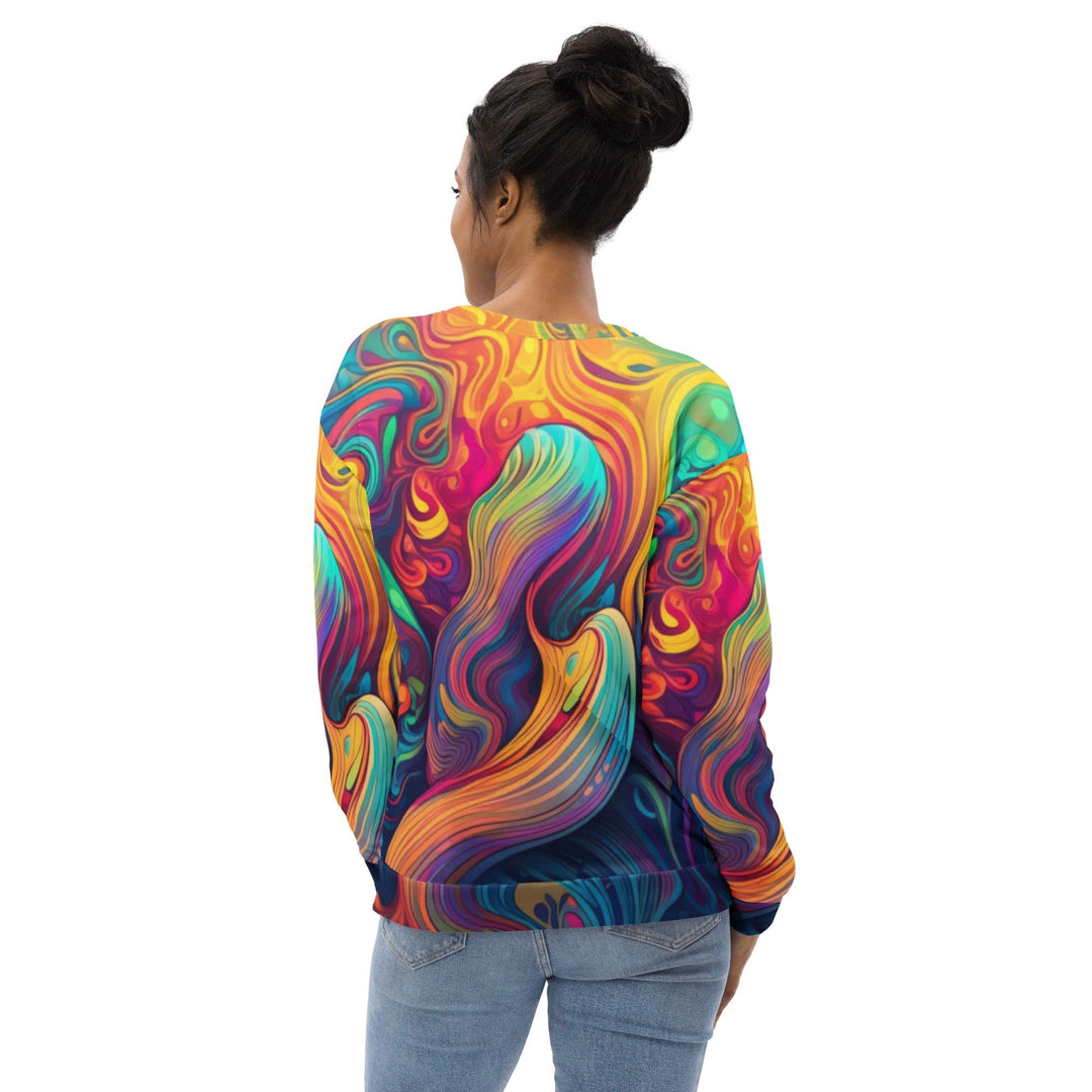 Graphic Sweatshirt for Women Vibrant Psychedelic Rave Pattern - Womens