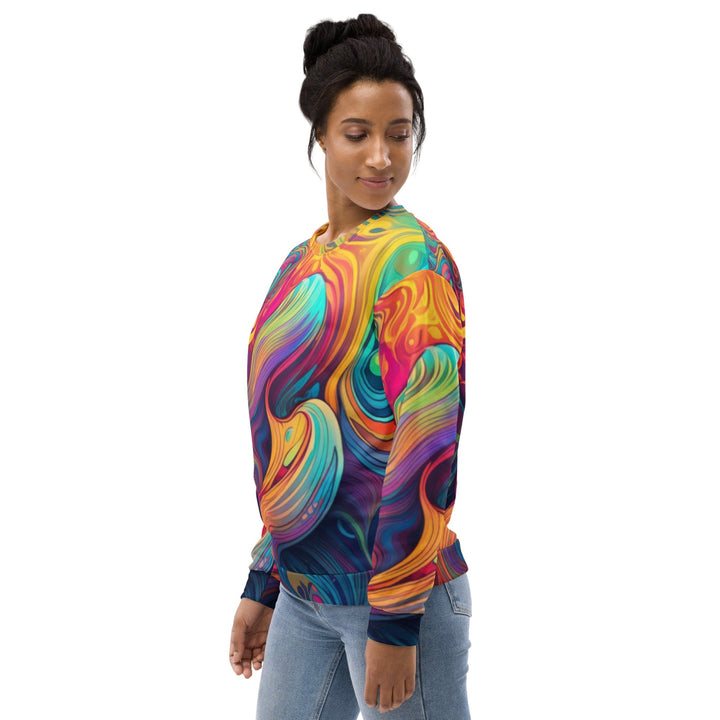 Graphic Sweatshirt for Women Vibrant Psychedelic Rave Pattern - Womens