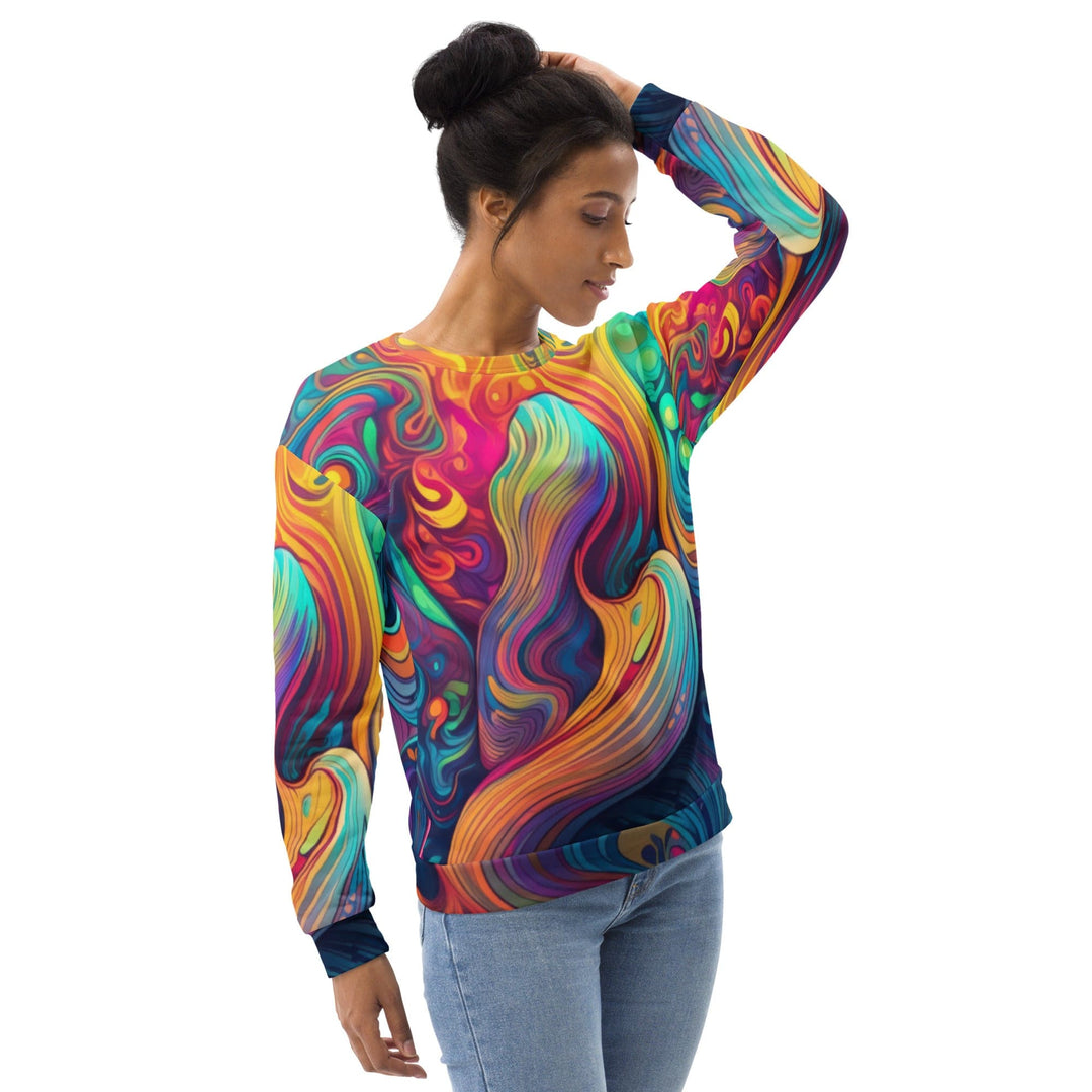 Graphic Sweatshirt for Women Vibrant Psychedelic Rave Pattern - Womens