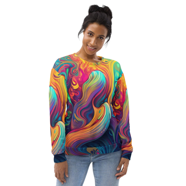 Graphic Sweatshirt for Women Vibrant Psychedelic Rave Pattern - Womens