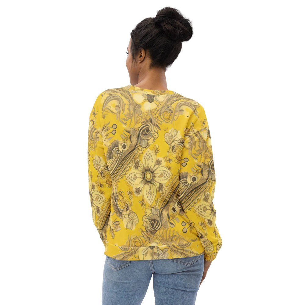 Graphic Sweatshirt for Women Floral Yellow Bandanna Print - Womens