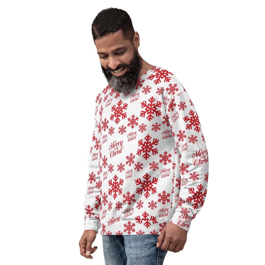 Graphic Sweatshirt - Merry with Christ - Red