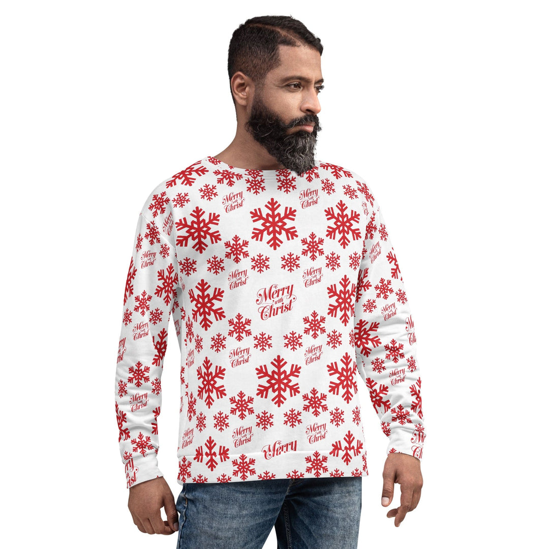 Graphic Sweatshirt - Merry with Christ - Red