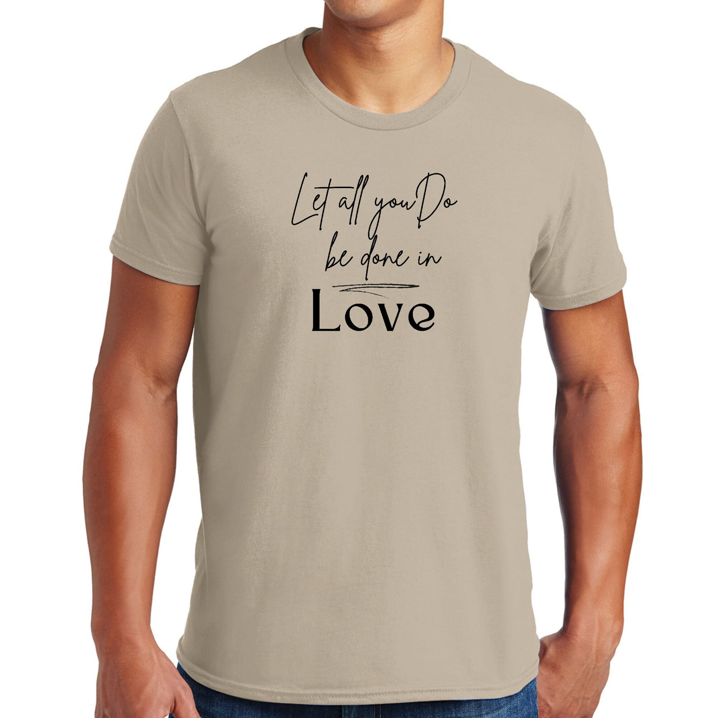 Graphic T-Shirt Let All You Do Be Done In Love Black Illustration - Mens