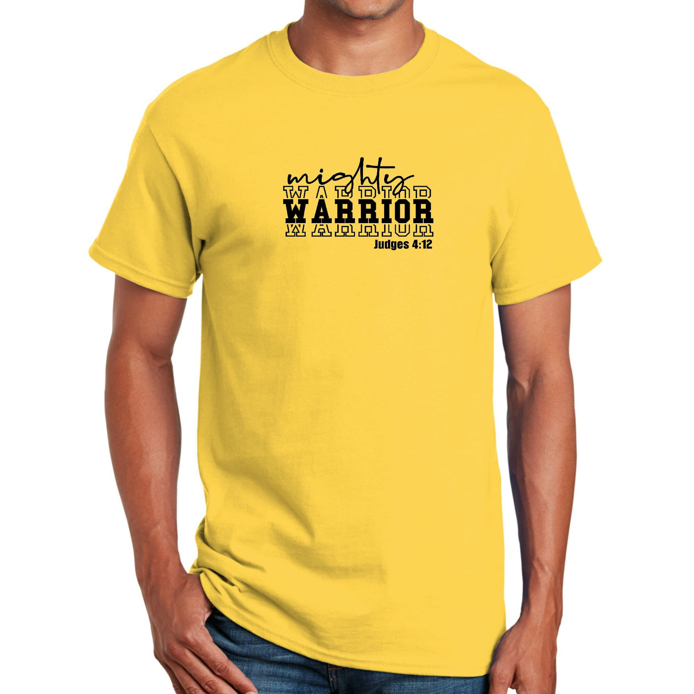 Graphic T-Shirt Mighty Warrior Black Illustration - Mens | T-Shirts