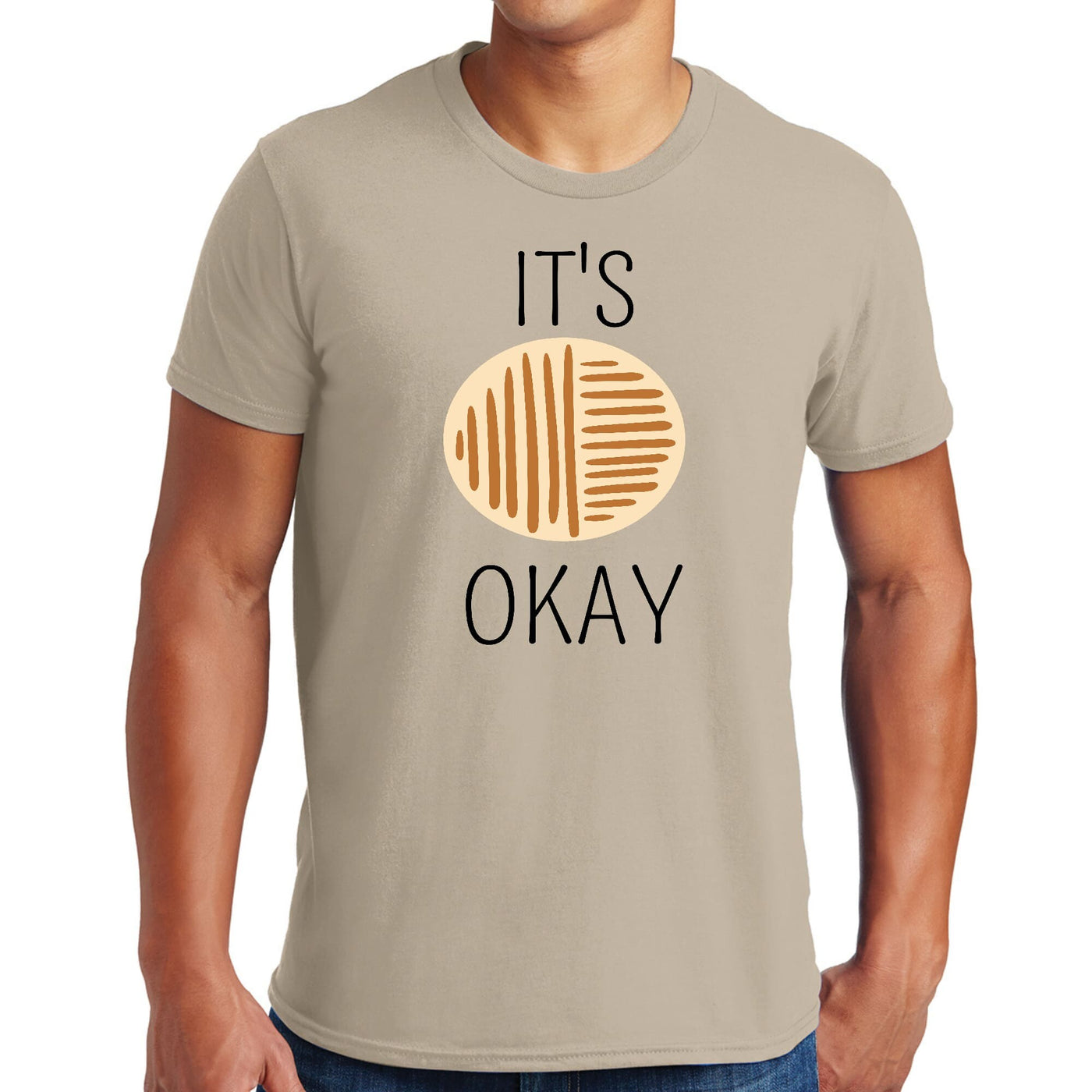 Graphic T-Shirt Say It Soul Its Okay Black And Brown Line Art - Mens | T-Shirts
