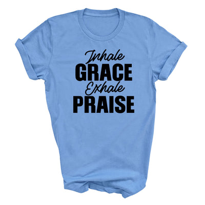 Graphic Tee T-shirt Inhale Grace Exhale Praise Black Illustration - Mens