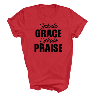Graphic Tee T-shirt Inhale Grace Exhale Praise Black Illustration - Mens