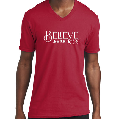 Graphic V - neck T - shirt Believe John 3:16 - Unisex | T - Shirts