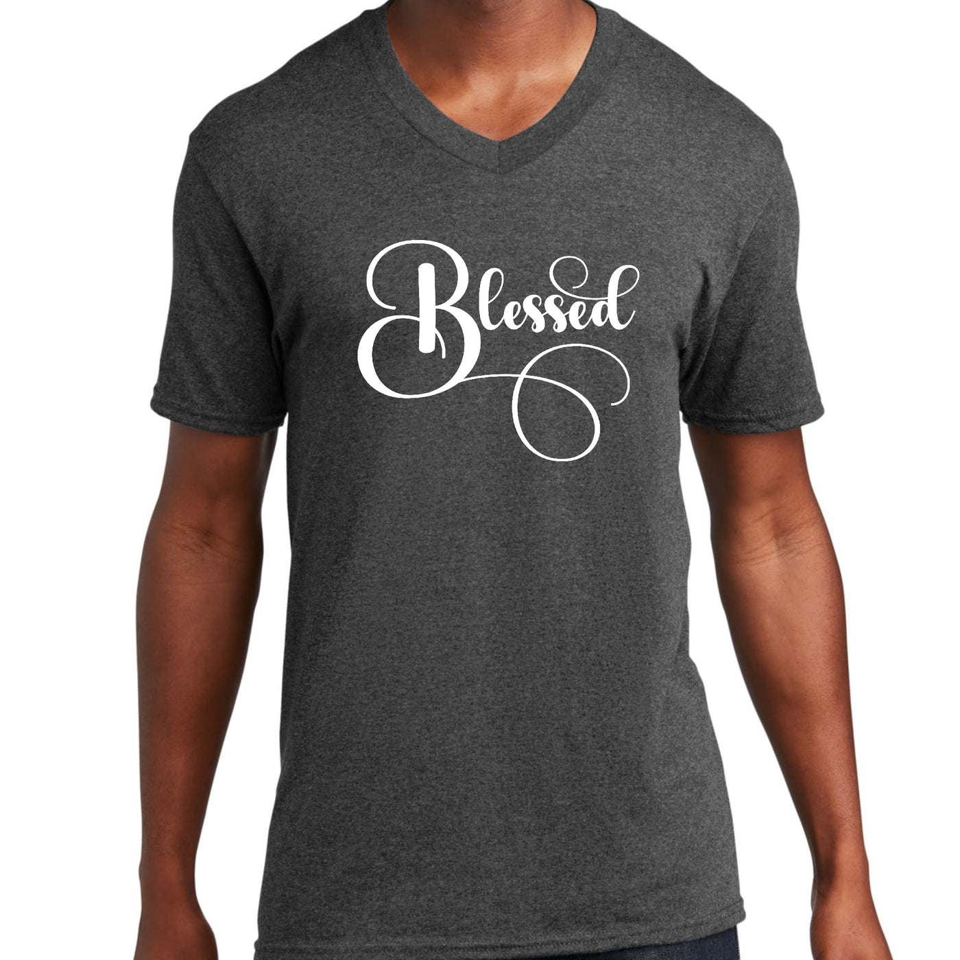 Graphic V - neck T - shirt Blessed Illustration - Unisex | T - Shirts