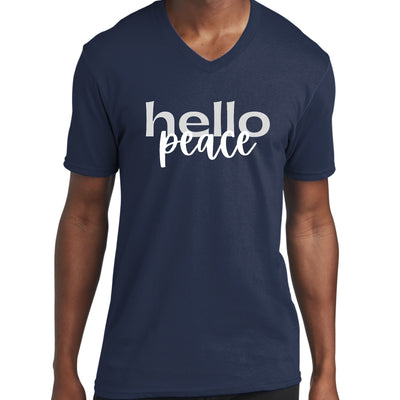 Graphic V - neck T - shirt Hello Peace Motivational Peaceful Aspiration
