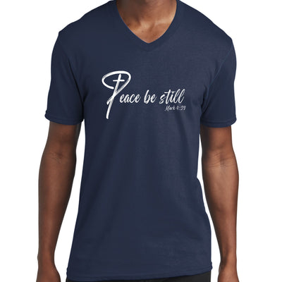 Graphic V - neck T - shirt Peace Be Still Inspirational Illustration - Unisex