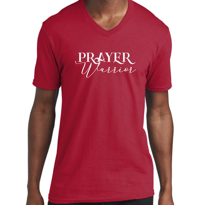 Graphic V - neck T - shirt Prayer Warrior Script Style Illustration - Unisex