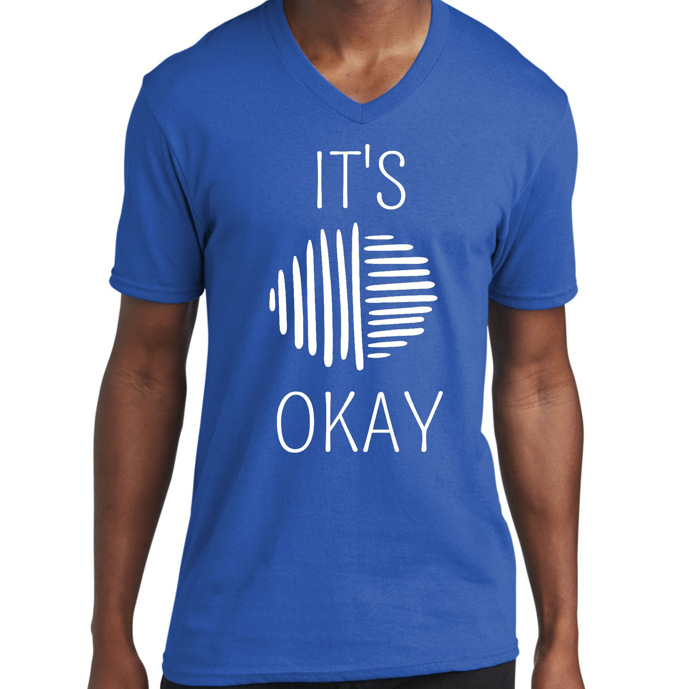 Graphic V - neck T - shirt Say It Soul Its Okay White Line Art - Unisex | T