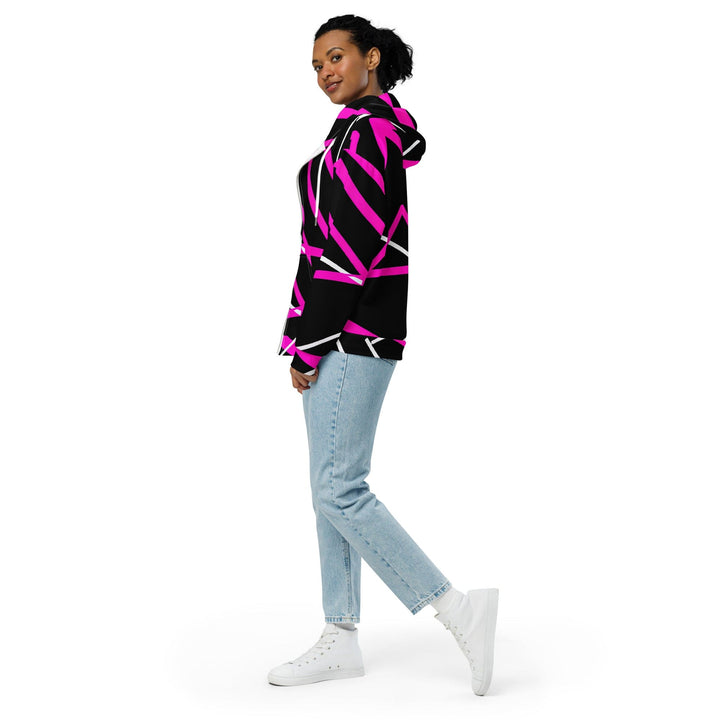 Womens Graphic Zip Hoodie Black And Pink Pattern 2 - Womens | Hoodies | Zip