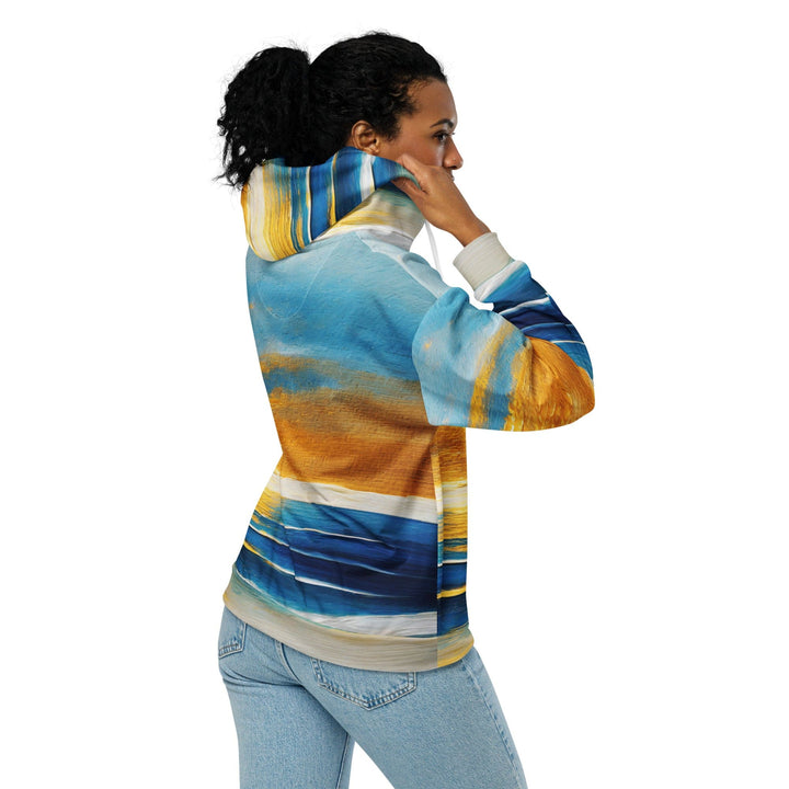 Graphic Zip Hoodie Blue Ocean Golden Sunset Print - Womens/Hoodies/Zip Front/AOP