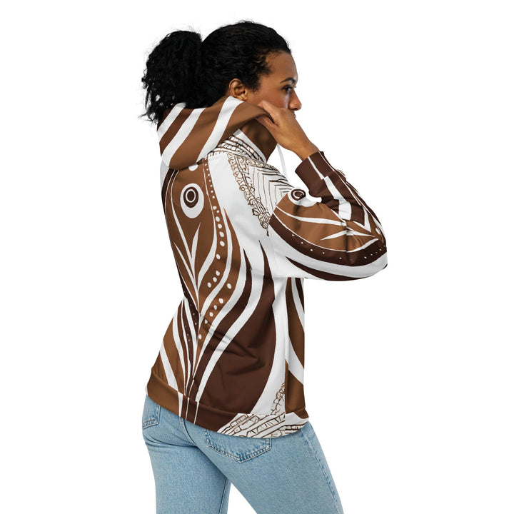 Graphic Zip Hoodie Floral Brown Line Art Print 35227