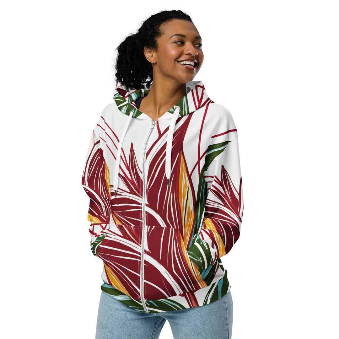 Womens Graphic Zip Hoodie Colorful Floral Lines - Womens | Hoodies | Zip Front