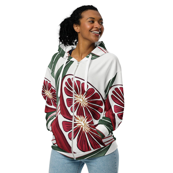 Womens Graphic Zip Hoodie Colorful Floral Lines 3 - Womens | Hoodies | Zip Front