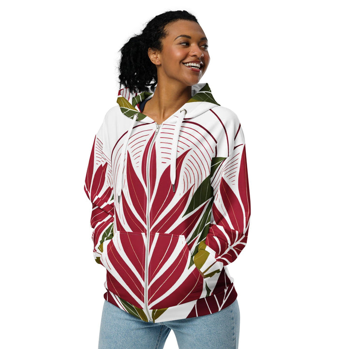 Womens Graphic Zip Hoodie Colorful Floral Lines 4 - Womens | Hoodies | Zip Front