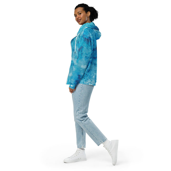 Womens Graphic Zip Hoodie Blue Marble Print - Womens | Hoodies | Zip Front