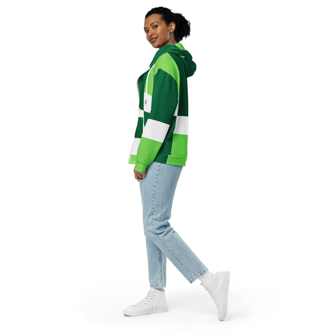 Graphic Zip Hoodie Lime Forest Irish Green Colorblock