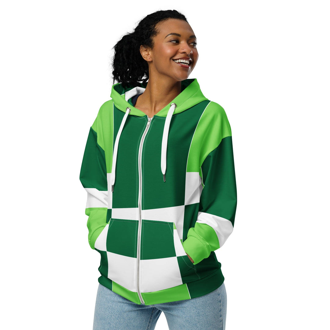 Graphic Zip Hoodie Lime Forest Irish Green Colorblock