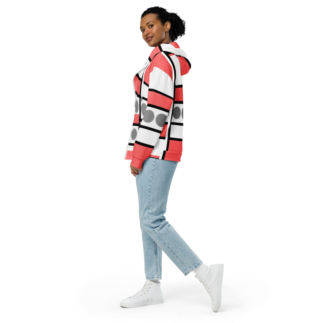 Graphic Zip Hoodie Mauve Grey Pattern - Womens/Hoodies/Zip Front/AOP